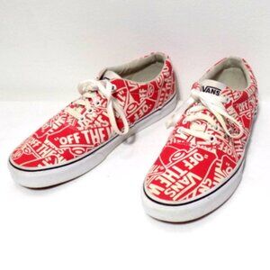 Vans Men’s “Off the Wall” Red Canvas Low Top Sneakers with Graphic Logo –Size: 9